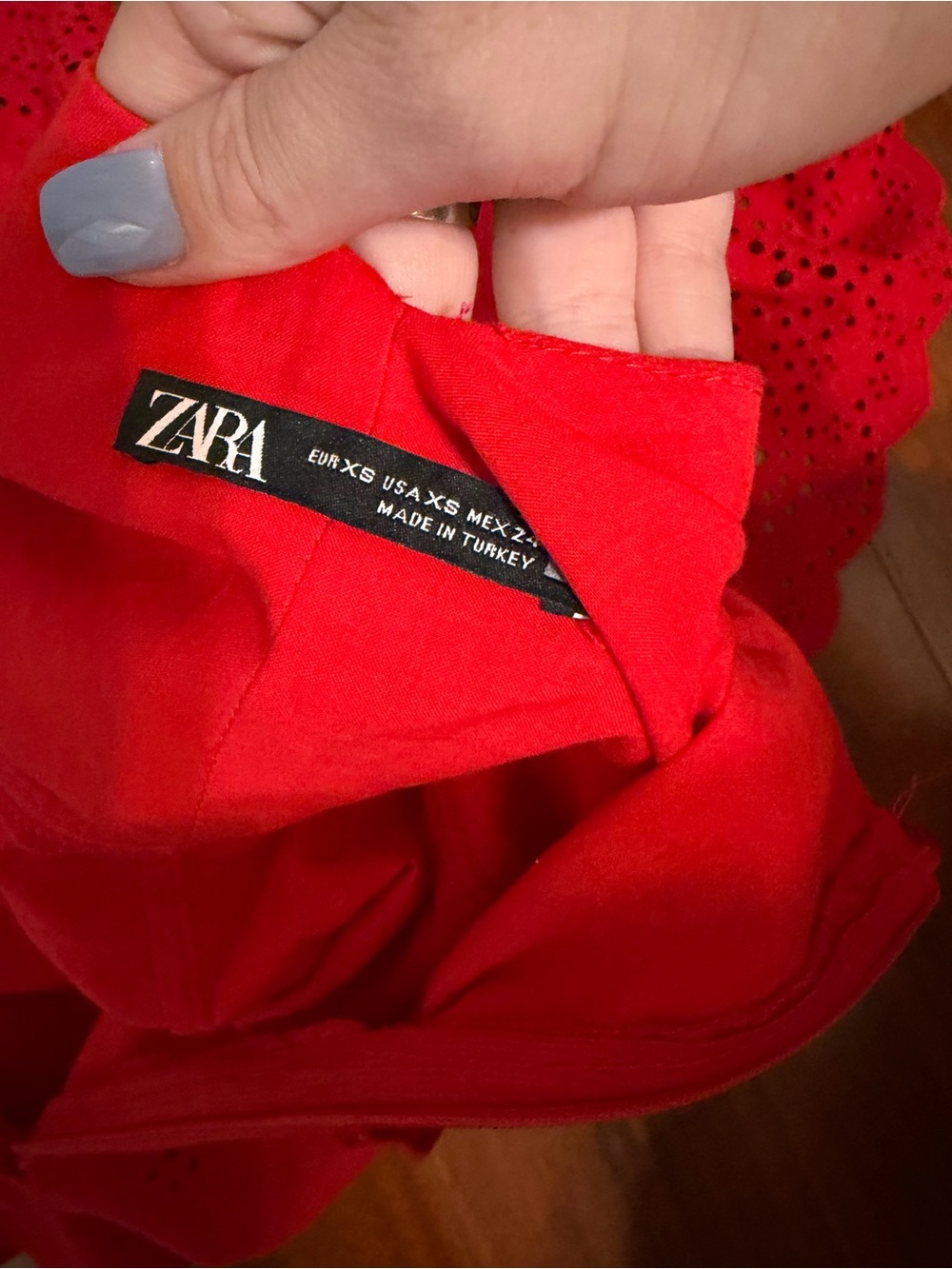 Zara Red Tie-Strap V-Neck Tiered Maxi Dress - Picture 3 of 3